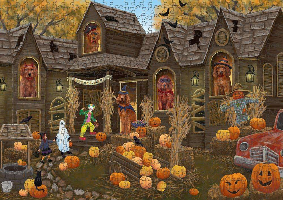 Haunted House Halloween Trick or Treat Irish Setters Dog Puzzle  PUZL63070