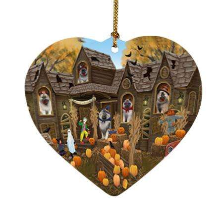 Haunted House Halloween Trick or Treat Keeshonds Dog Heart Christmas Ornament HPOR52876