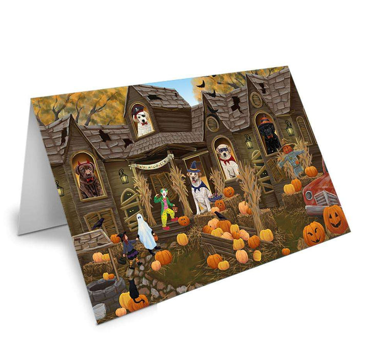 Haunted House Halloween Trick or Treat Labrador Retrievers Dog Handmade Artwork Assorted Pets Greeting Cards and Note Cards with Envelopes for All Occasions and Holiday Seasons GCD62660