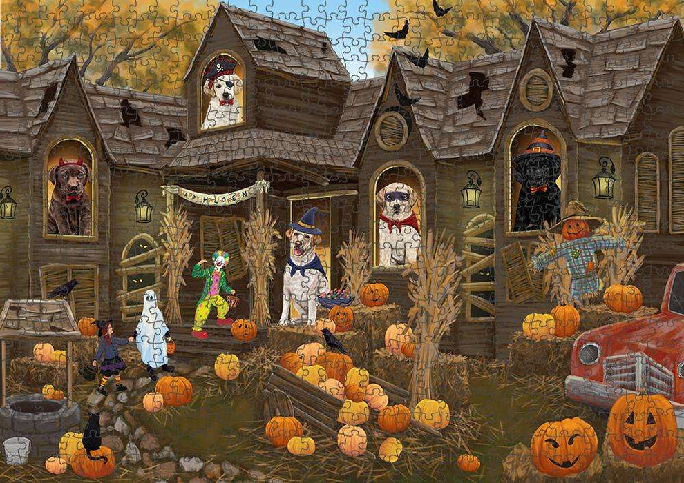 Haunted House Halloween Trick or Treat Labrador Retrievers Dog Puzzle with Photo Tin PUZL63082