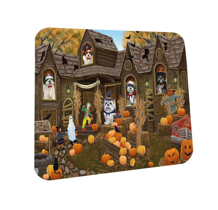 Haunted House Halloween Trick or Treat Lhasa Apsos Dog Coasters Set of 4 CST52837