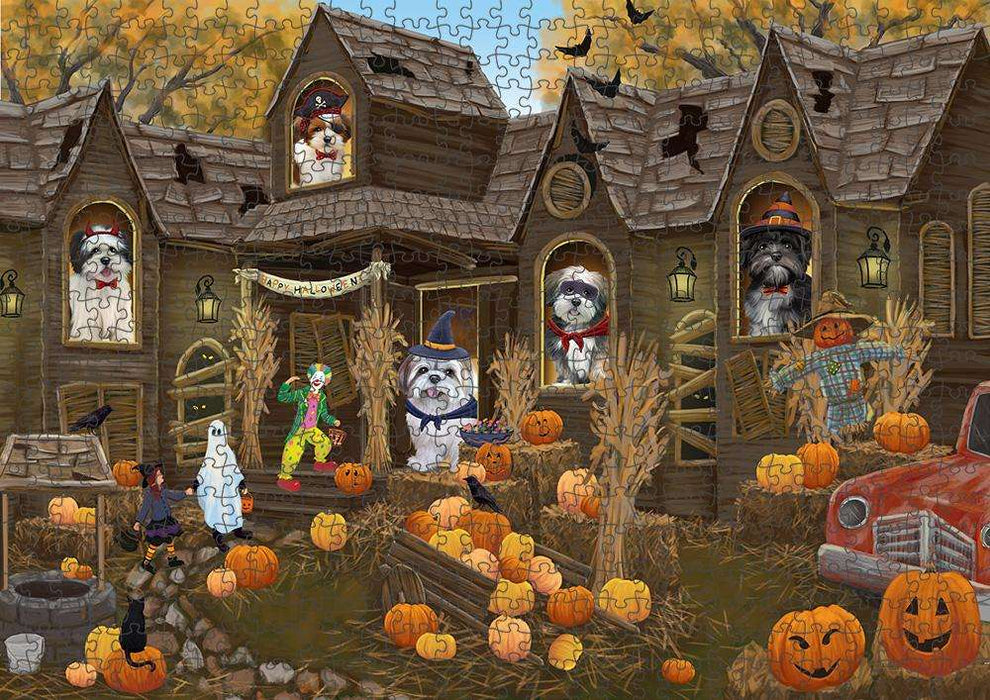 Haunted House Halloween Trick or Treat Lhasa Apsos Dog Puzzle  PUZL63086