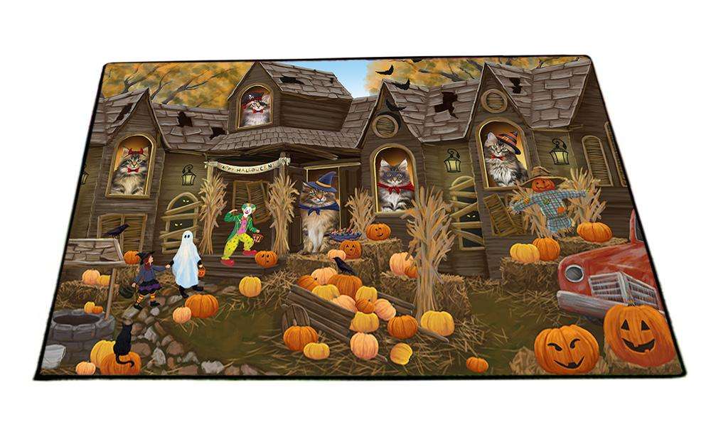 Haunted House Halloween Trick or Treat Maine Coon Cats Floormat FLMS52164