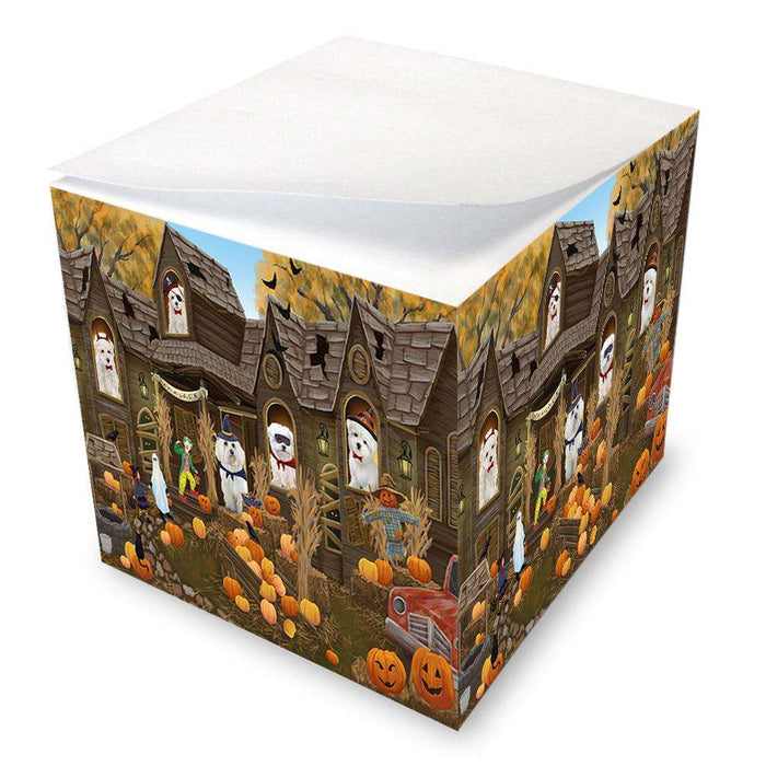 Haunted House Halloween Trick or Treat Malteses Dog Note Cube NOC52880
