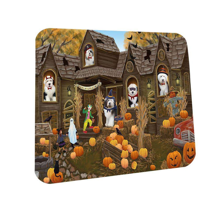 Haunted House Halloween Trick or Treat Old English Sheepdogs Coasters Set of 4 CST52841