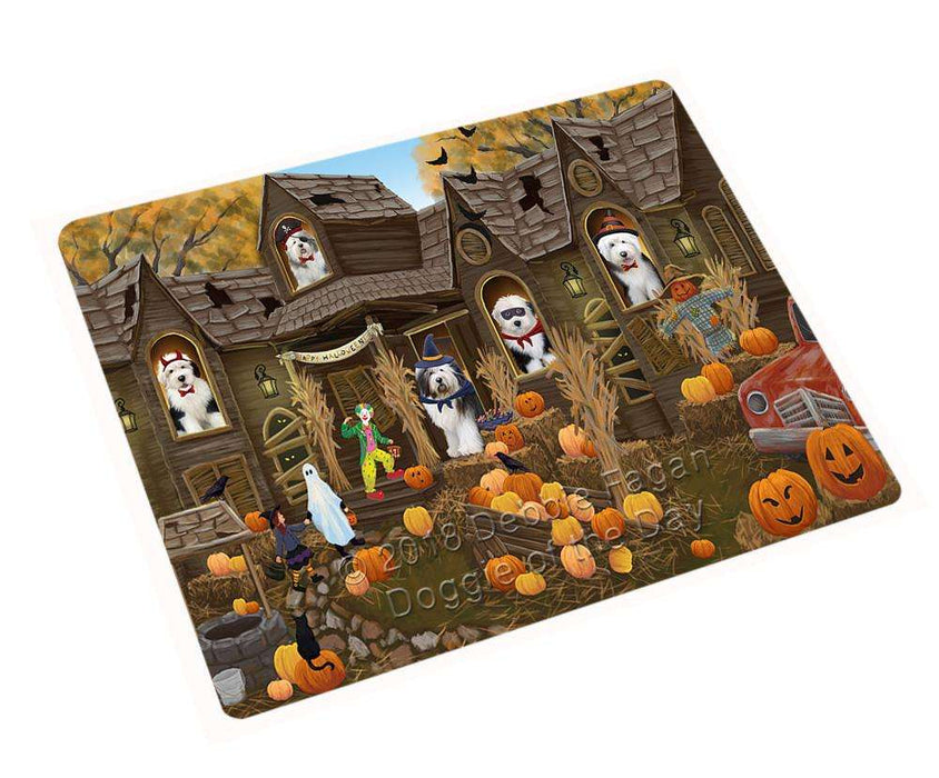 Haunted House Halloween Trick Or Treat Old English Sheepdogs Magnet Mini (3.5" x 2") MAG63090