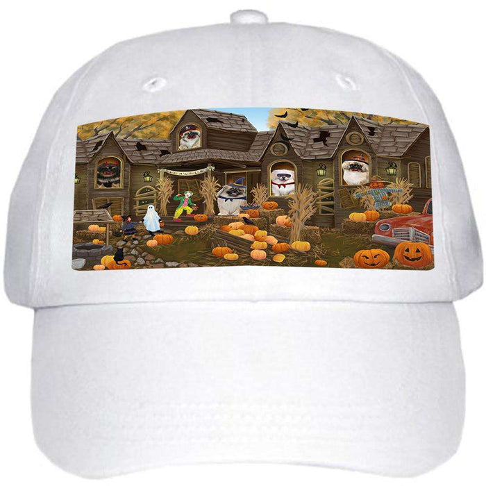 Haunted House Halloween Trick or Treat Pekingeses Dog Ball Hat Cap HAT62382