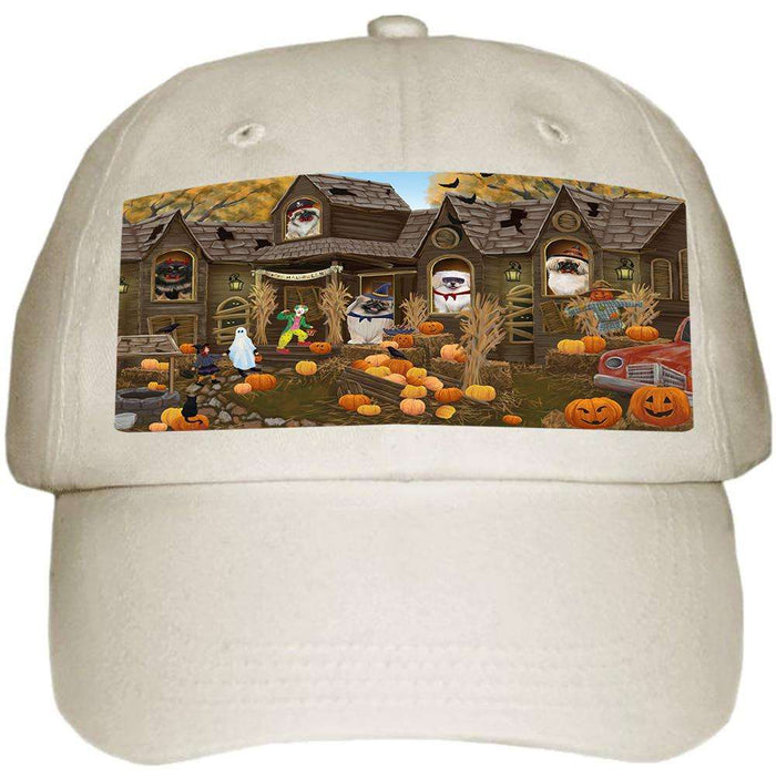 Haunted House Halloween Trick or Treat Pekingeses Dog Ball Hat Cap HAT62382