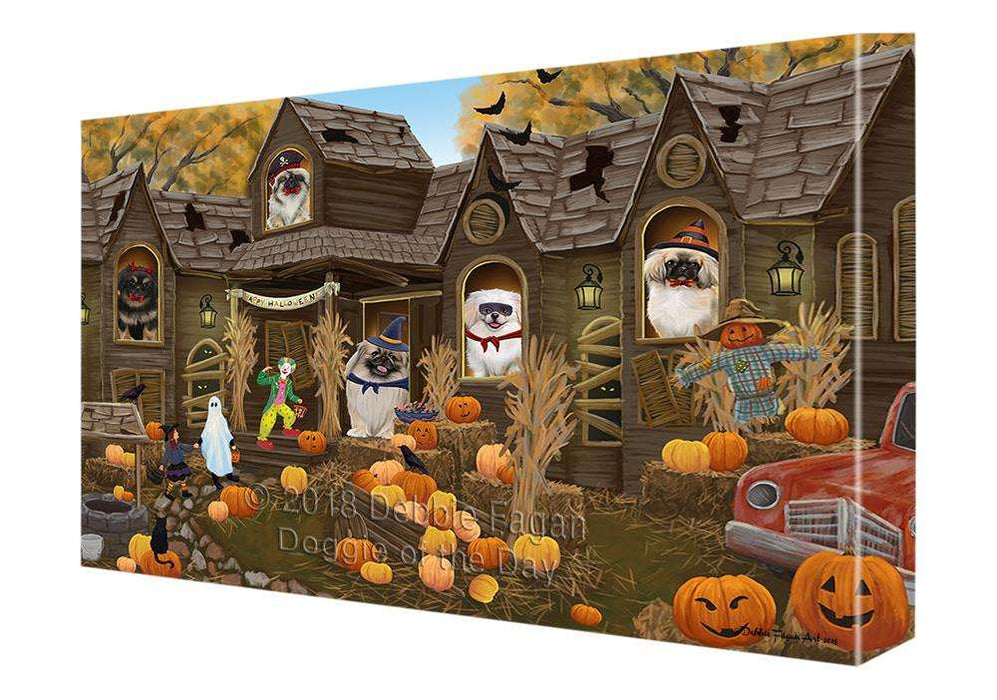 Haunted House Halloween Trick or Treat Pekingeses Dog Canvas Print Wall Art Décor CVS93797