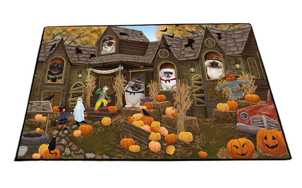 Haunted House Halloween Trick or Treat Pekingeses Dog Floormat FLMS52176