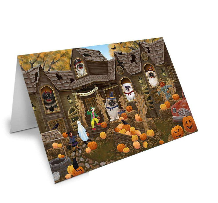 Haunted House Halloween Trick or Treat Pekingeses Dog Handmade Artwork Assorted Pets Greeting Cards and Note Cards with Envelopes for All Occasions and Holiday Seasons GCD62678
