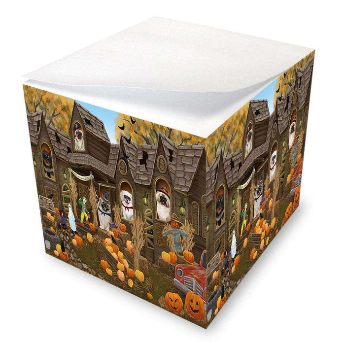 Haunted House Halloween Trick or Treat Pekingeses Dog Note Cube NOC52883