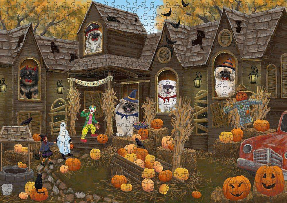 Haunted House Halloween Trick or Treat Pekingeses Dog Puzzle with Photo Tin PUZL63106