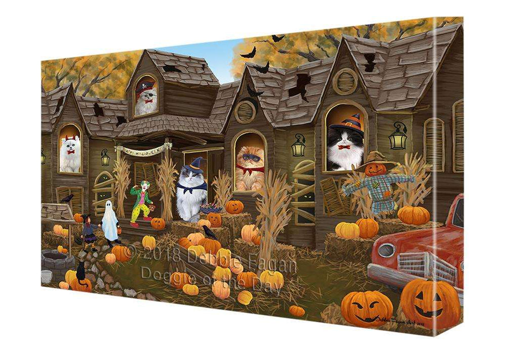 Haunted House Halloween Trick or Treat Persian Cats Canvas Print Wall Art Décor CVS93806