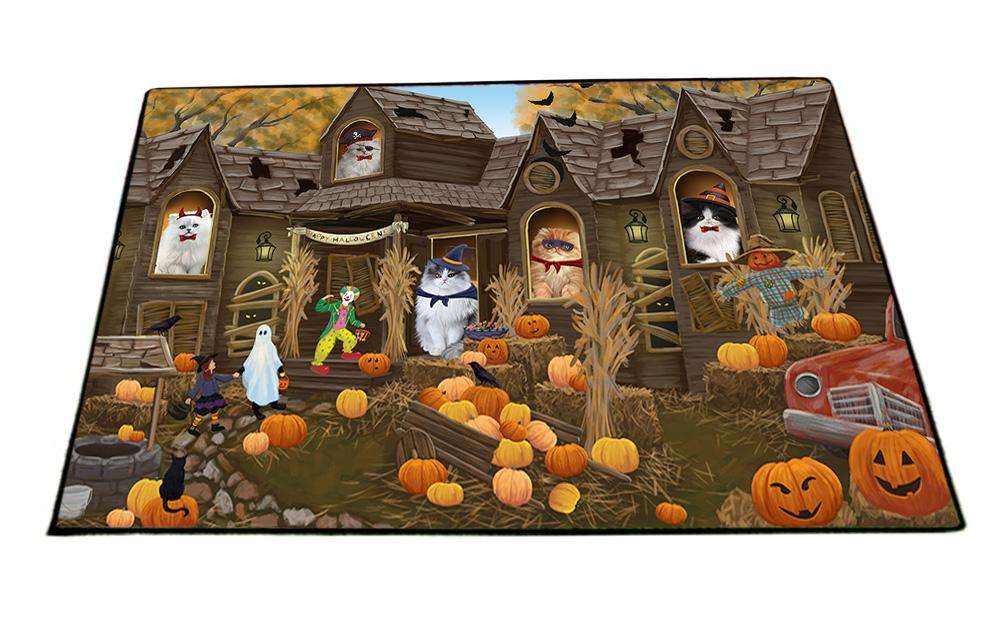 Haunted House Halloween Trick or Treat Persian Cats Floormat FLMS52179