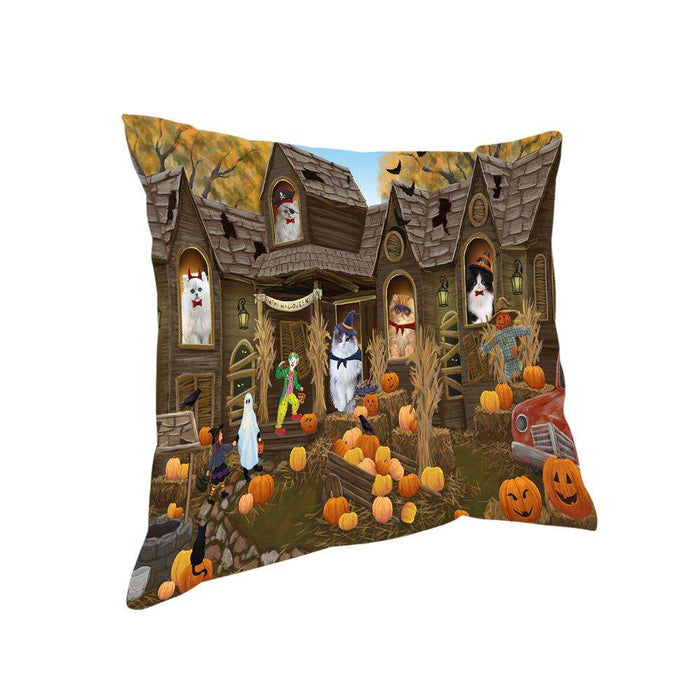 Haunted House Halloween Trick or Treat Persian Cats Pillow PIL68160