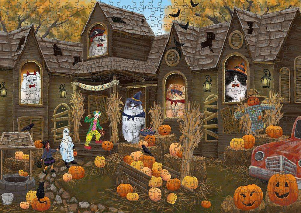 Haunted House Halloween Trick or Treat Persian Cats Puzzle with Photo Tin PUZL63110