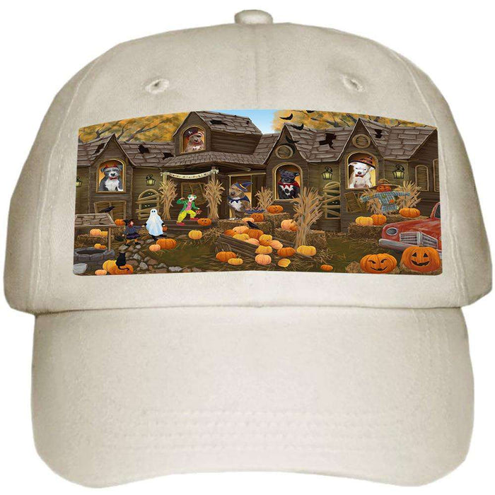 Haunted House Halloween Trick or Treat Pit Bulls Dog Ball Hat Cap HAT62388