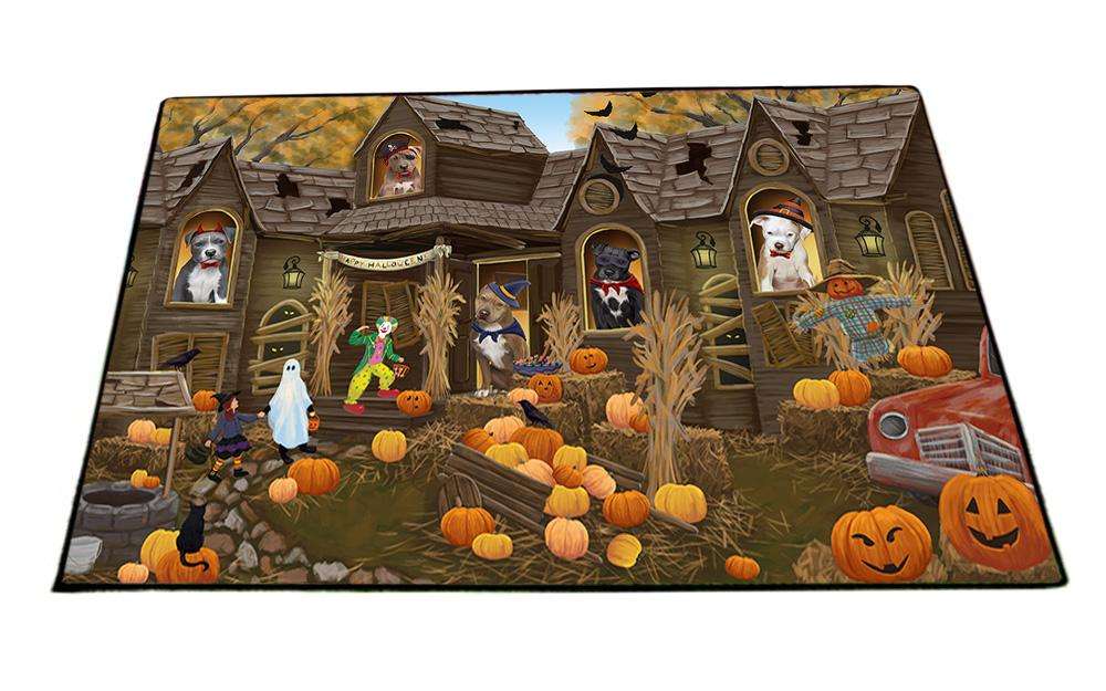 Haunted House Halloween Trick or Treat Pit Bulls Dog Floormat FLMS52182