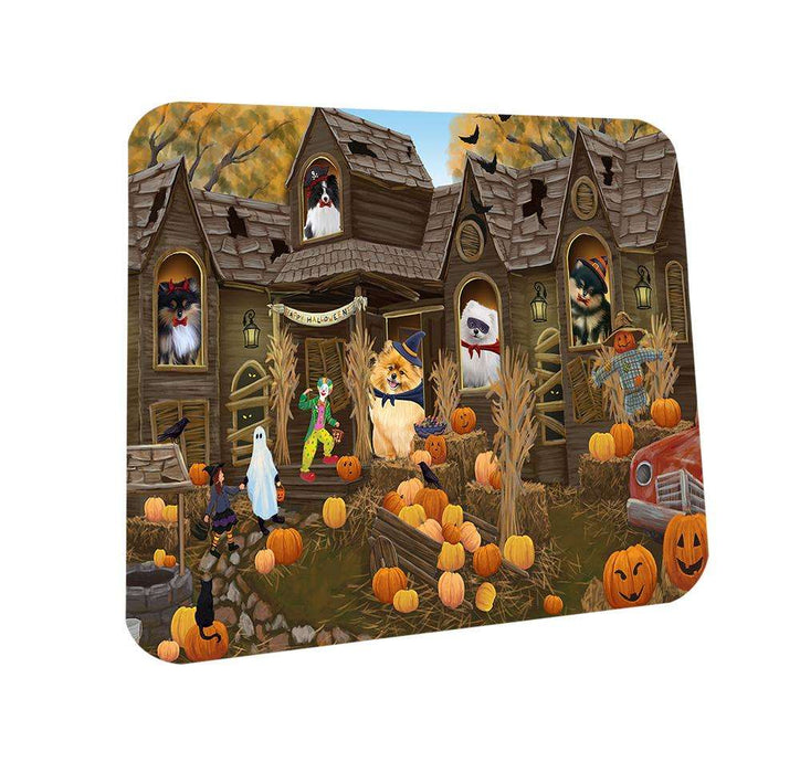 Haunted House Halloween Trick or Treat Pomeranians Dog Coasters Set of 4 CST52845