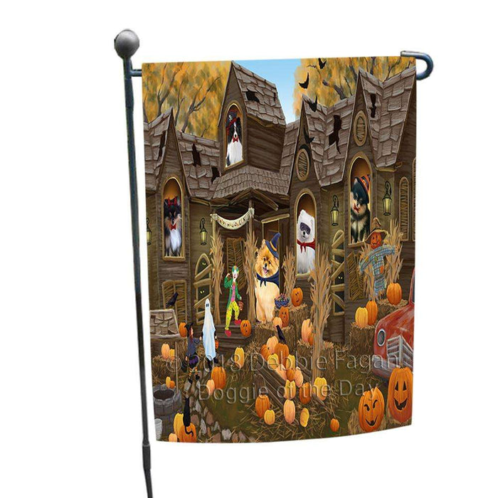 Haunted House Halloween Trick or Treat Pomeranians Dog Garden Flag GFLG52948