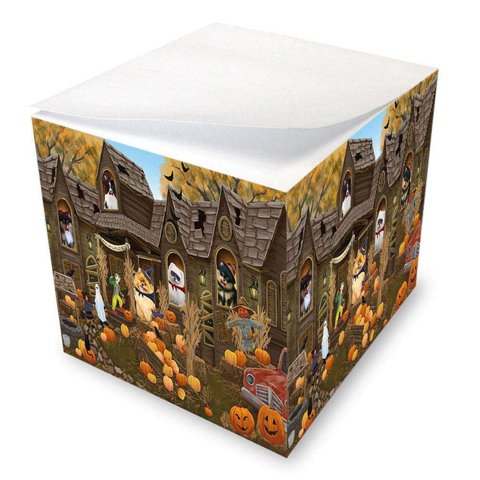 Haunted House Halloween Trick or Treat Pomeranians Dog Note Cube NOC52886
