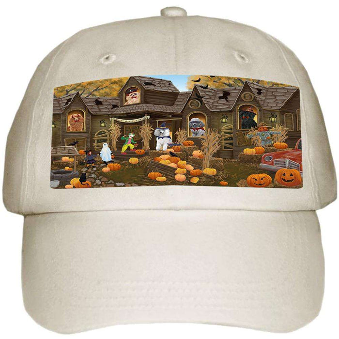 Haunted House Halloween Trick or Treat Poodles Dog Ball Hat Cap HAT62394