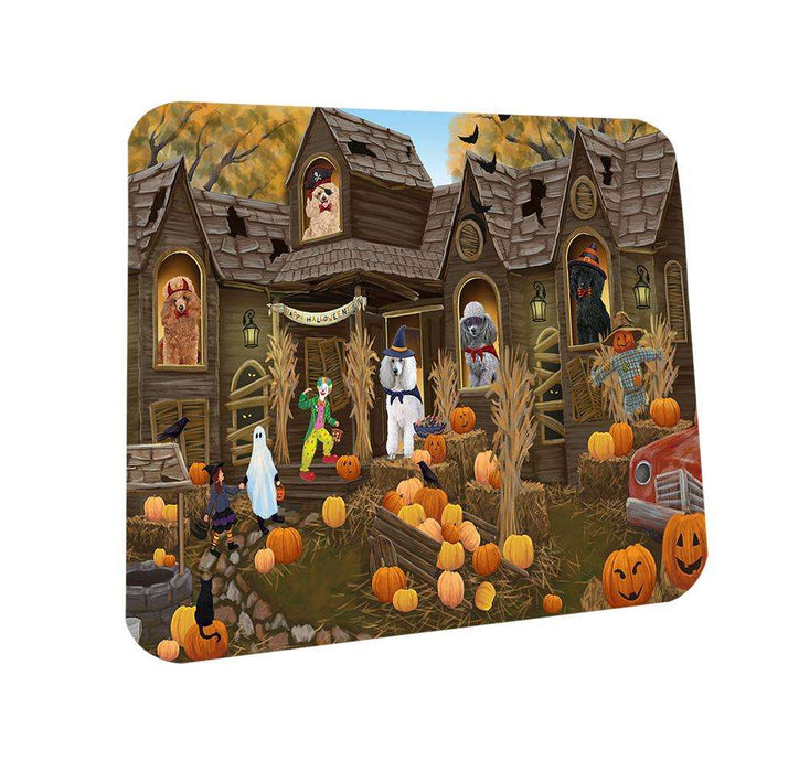 Haunted House Halloween Trick or Treat Poodles Dog Coasters Set of 4 CST52846