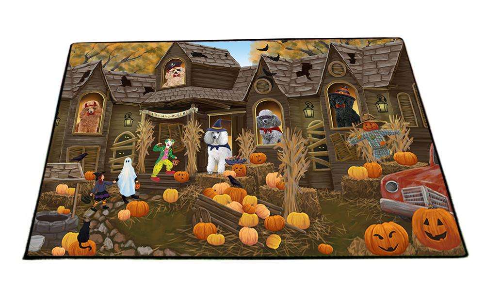 Haunted House Halloween Trick or Treat Poodles Dog Floormat FLMS52188