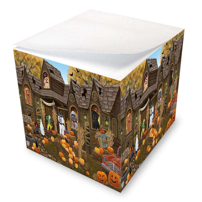 Haunted House Halloween Trick or Treat Poodles Dog Note Cube NOC52887