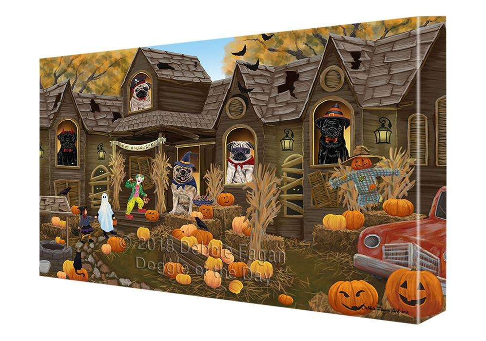 Haunted House Halloween Trick or Treat Pugs Dog Canvas Print Wall Art Décor CVS93842