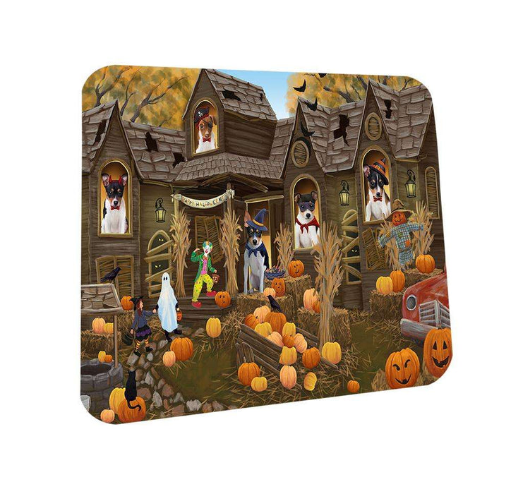 Haunted House Halloween Trick or Treat Rat Terriers Dog Coasters Set of 4 CST52848