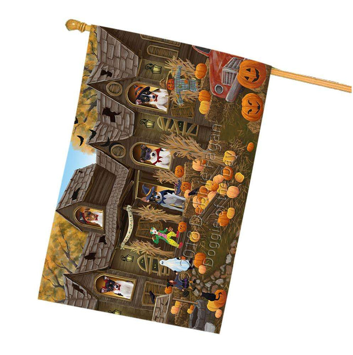 Haunted House Halloween Trick or Treat Rat Terriers Dog House Flag FLG53087