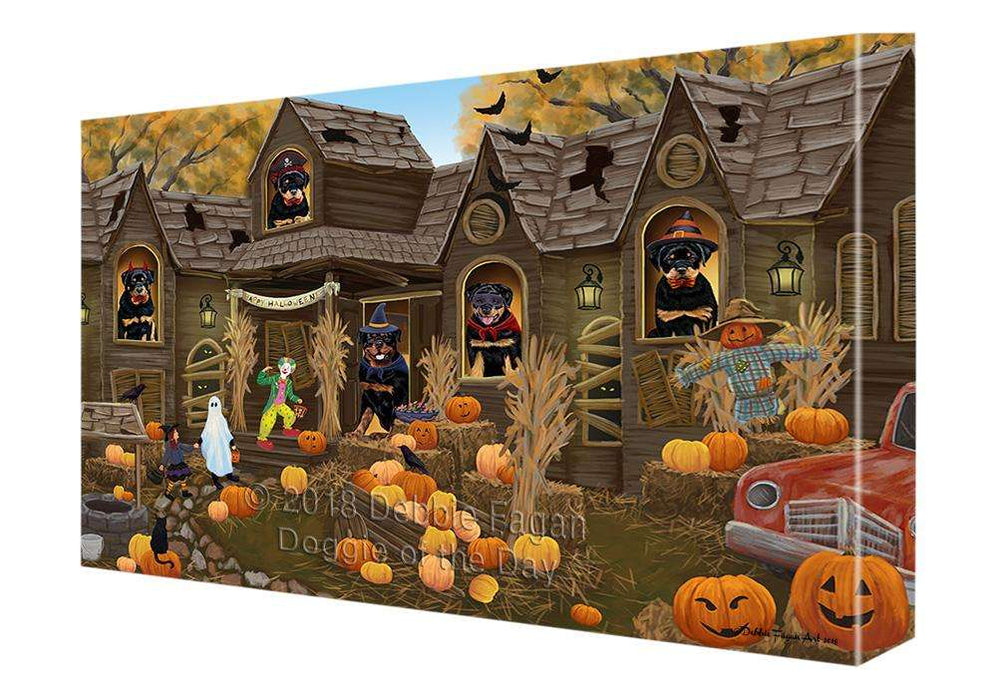 Haunted House Halloween Trick or Treat Rottweilers Dog Canvas Print Wall Art Décor CVS93869