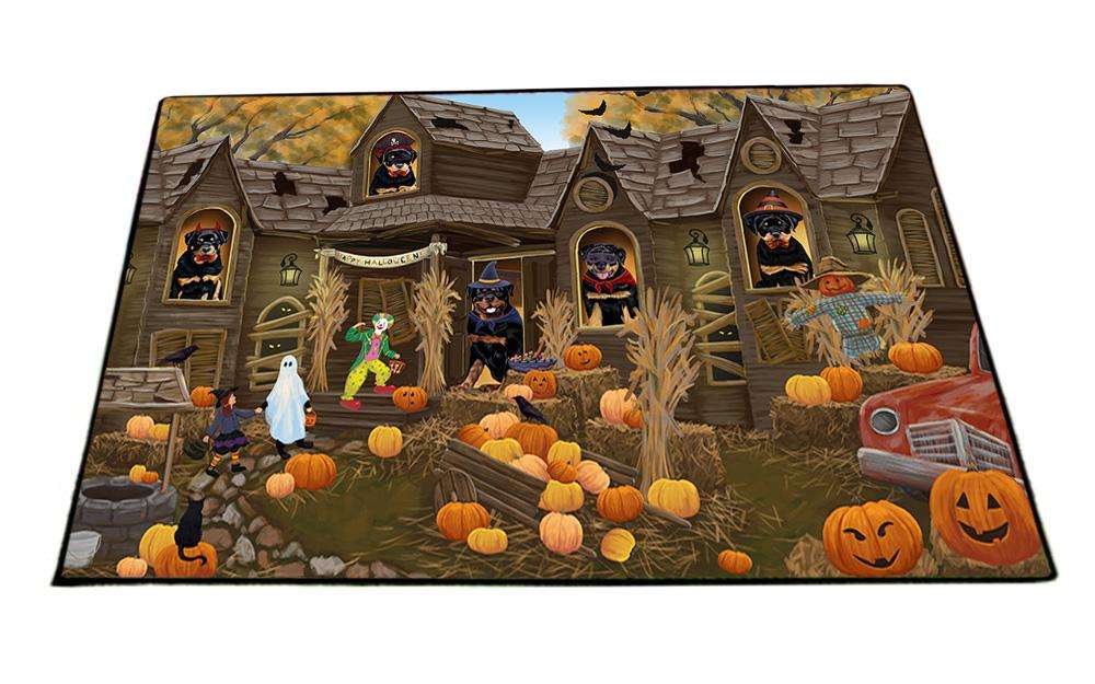Haunted House Halloween Trick or Treat Rottweilers Dog Floormat FLMS52200