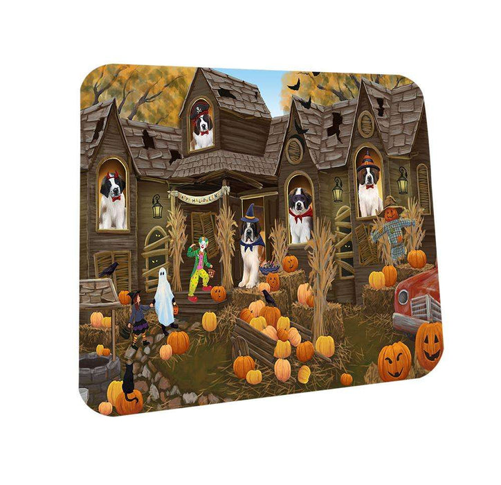Haunted House Halloween Trick or Treat Saint Bernards Dog Coasters Set of 4 CST52852