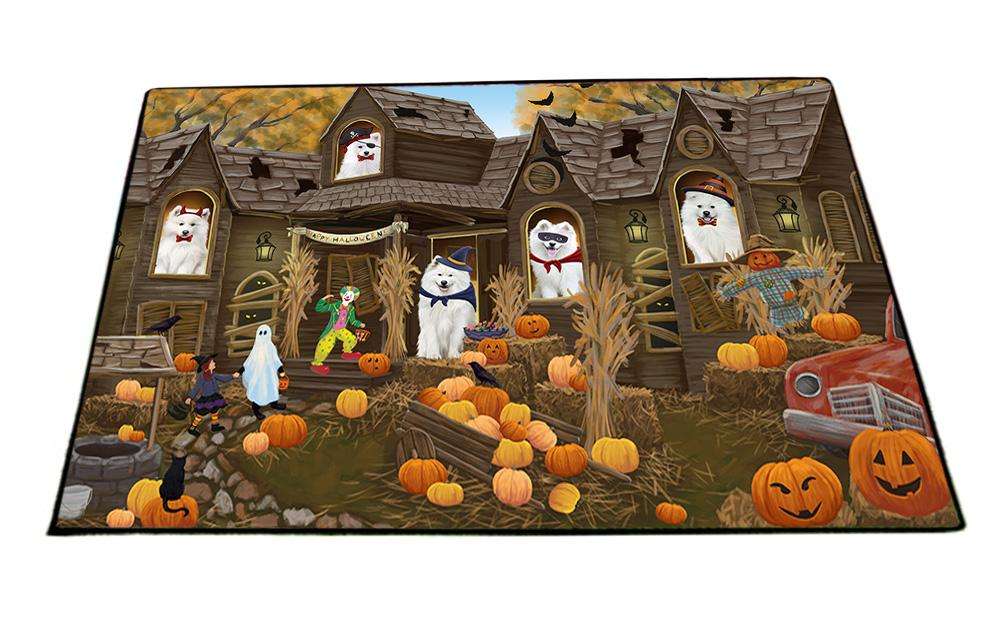 Haunted House Halloween Trick or Treat Samoyed Dogs Floormat FLMS52209