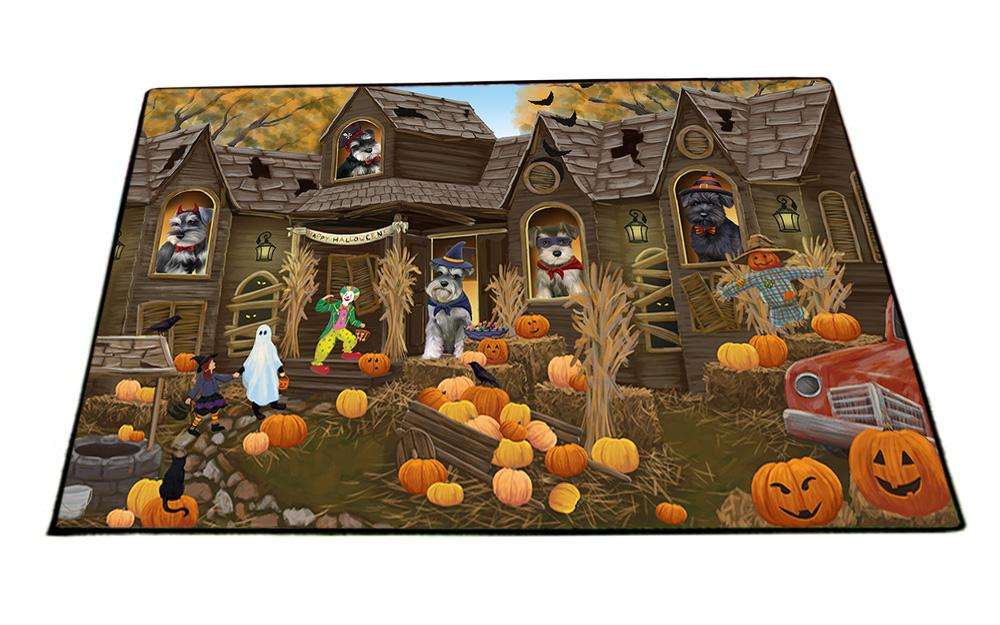 Haunted House Halloween Trick or Treat Schnauzers Dog Floormat FLMS52212