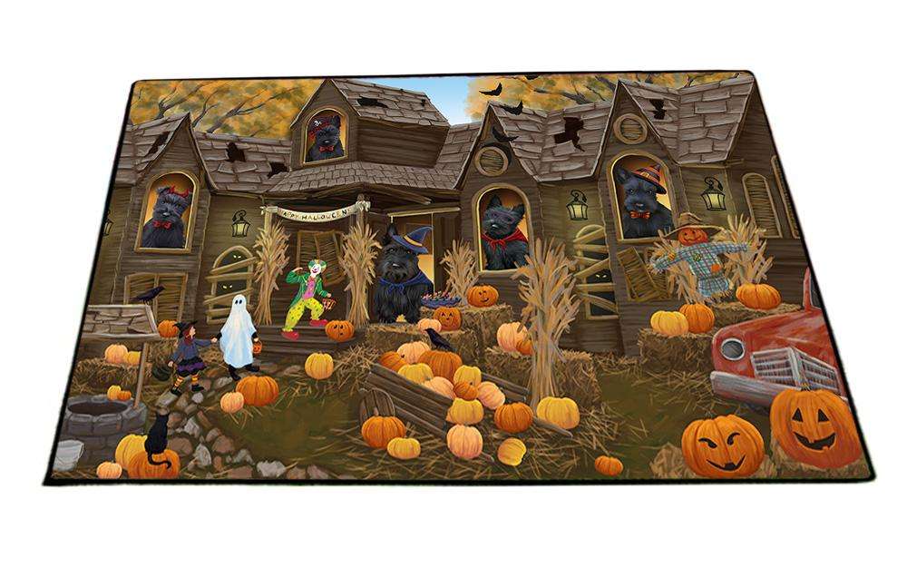 Haunted House Halloween Trick or Treat Scottish Terriers Dog Floormat FLMS52215