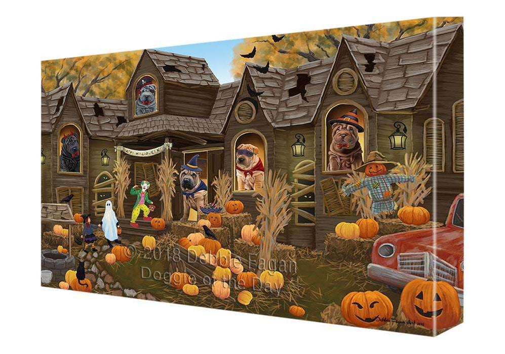 Haunted House Halloween Trick or Treat Shar Peis Dog Canvas Print Wall Art Décor CVS93923