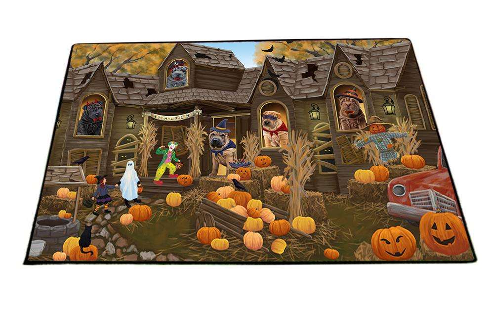 Haunted House Halloween Trick or Treat Shar Peis Dog Floormat FLMS52218