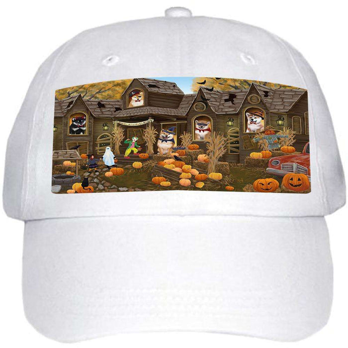Haunted House Halloween Trick or Treat Shiba Inus Dog Ball Hat Cap HAT62430