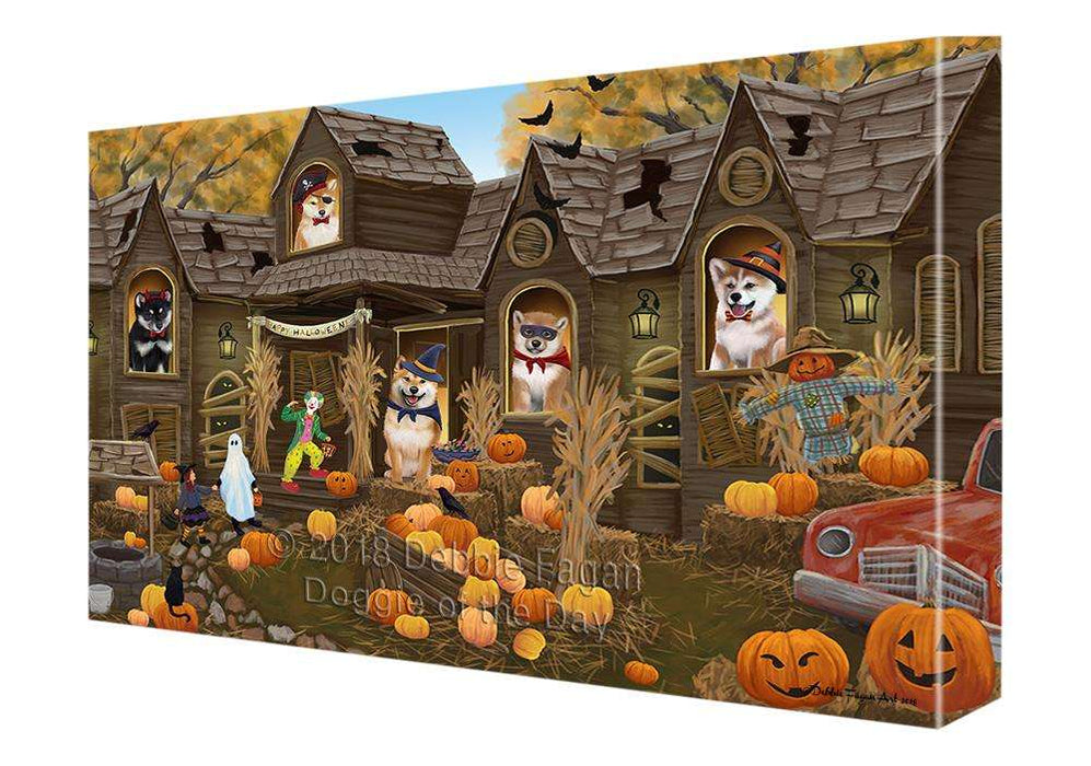 Haunted House Halloween Trick or Treat Shiba Inus Dog Canvas Print Wall Art Décor CVS93941