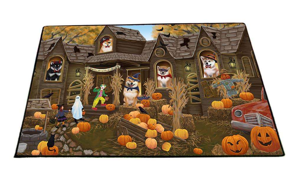 Haunted House Halloween Trick or Treat Shiba Inus Dog Floormat FLMS52224