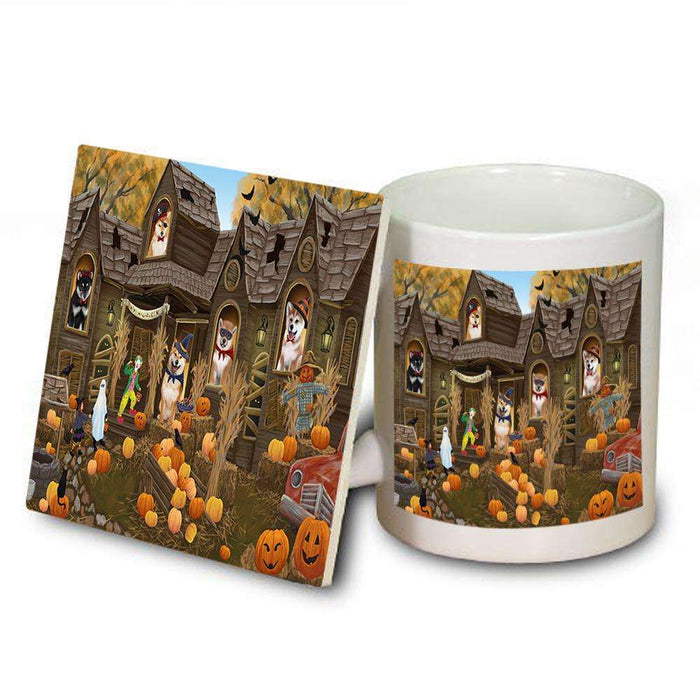 Haunted House Halloween Trick or Treat Shiba Inus Dog Mug and Coaster Set MUC52891