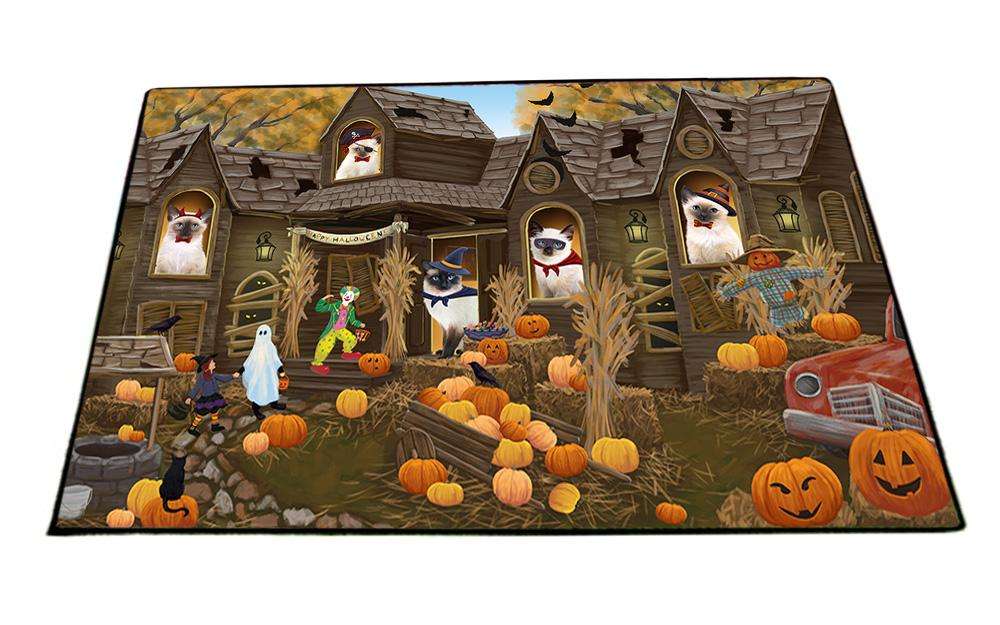 Haunted House Halloween Trick or Treat Siamese Cats Floormat FLMS52230