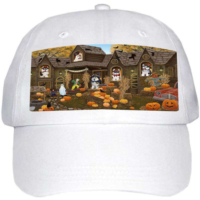 Haunted House Halloween Trick or Treat Siberian Huskies Dog Ball Hat Cap HAT62439