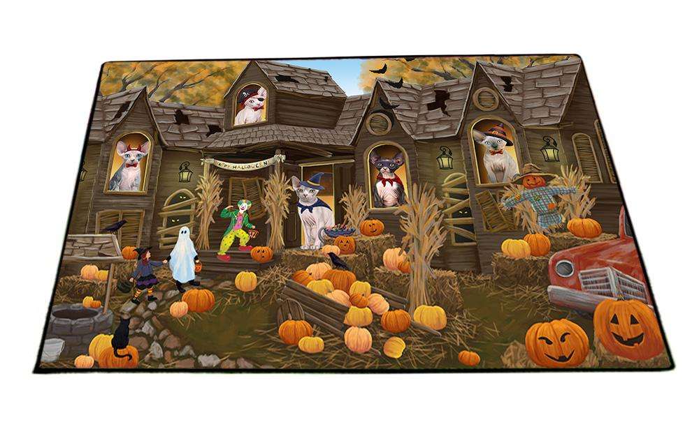 Haunted House Halloween Trick or Treat Sphynx Cats Floormat FLMS52236