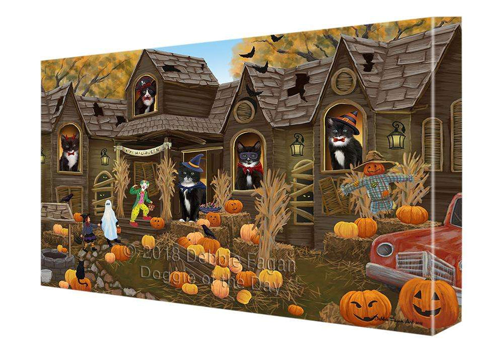 Haunted House Halloween Trick or Treat Tuxedo Cats Canvas Print Wall Art Décor CVS94004