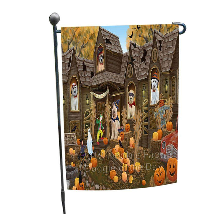 Haunted House Halloween Trick or Treat Wheaten Terriers Dog Garden Flag GFLG52972